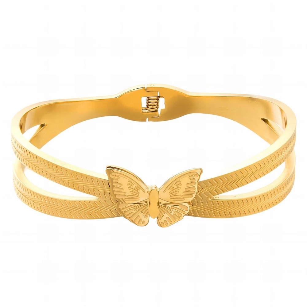 18K GOLD PLATED STAINLESS STEEL BUTTERFLY 
BANGLE